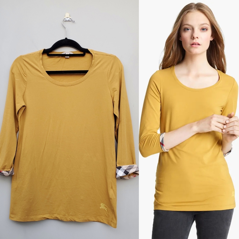 💛HP💛 Burberry Brit Check Cuff Scoop Neck Tee